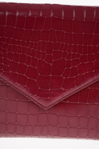 Croco Printed Leather Pouch with Outer Pocket 