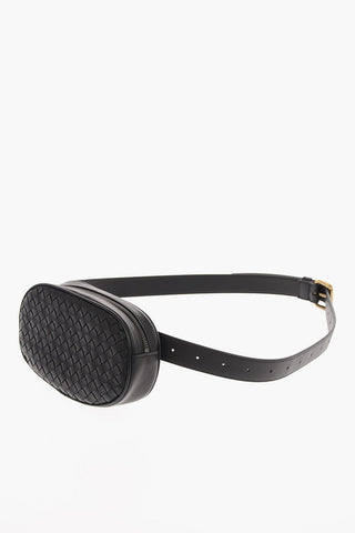 Braided Leather Bum Bag with Removable Belt 
