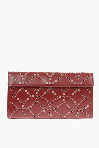 Studded Leather Clutch with Magnetic Closure