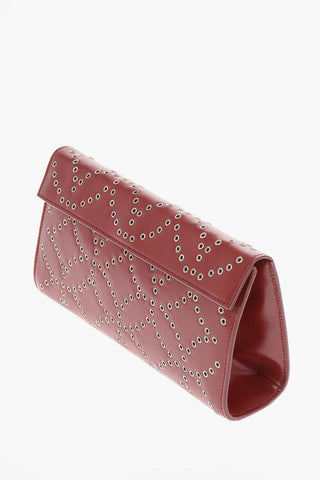Studded Leather Clutch with Magnetic Closure