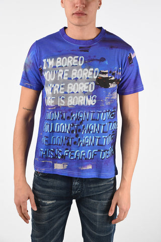 T-Shirt Girocollo BORED in Cotone e Lino con Stampa 