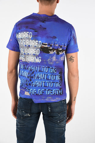 T-Shirt Girocollo BORED in Cotone e Lino con Stampa 