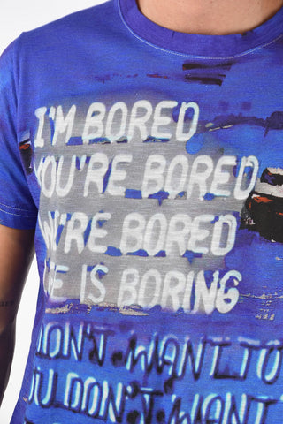 T-Shirt Girocollo BORED in Cotone e Lino con Stampa 