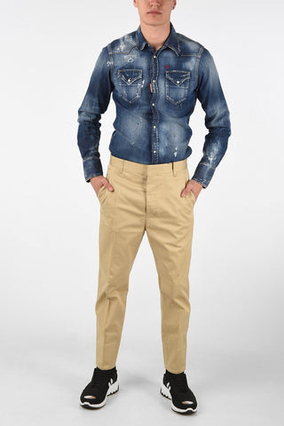 Cotton Stretch Single Pleat Pants