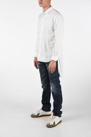 SHIRT Asymmetrical Pencil Striped Shirt