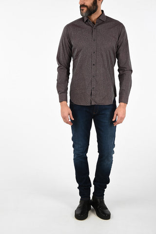 CC COLLECTION floral-print SLIM spread collar shirt