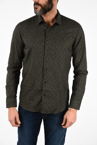 CC COLLECTION abstract print SLIM spread collar shirt