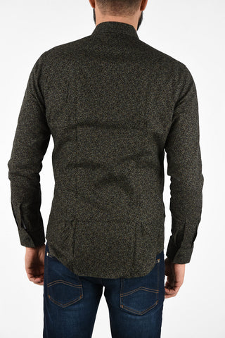 CC COLLECTION abstract print SLIM spread collar shirt