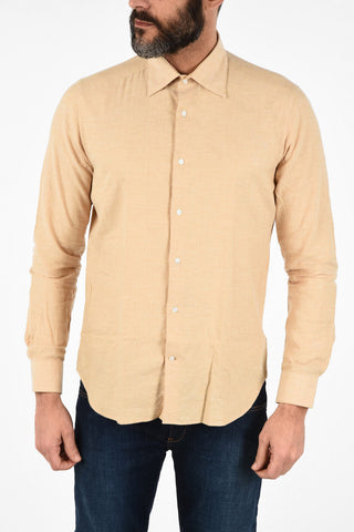 CC COLLECTION Flax Blend spread collar SLIM shirt