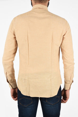 CC COLLECTION Flax Blend spread collar SLIM shirt