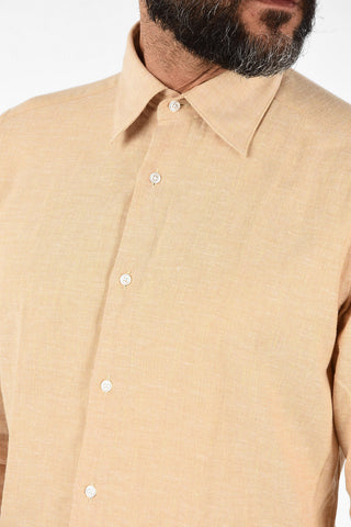 CC COLLECTION Flax Blend spread collar SLIM shirt