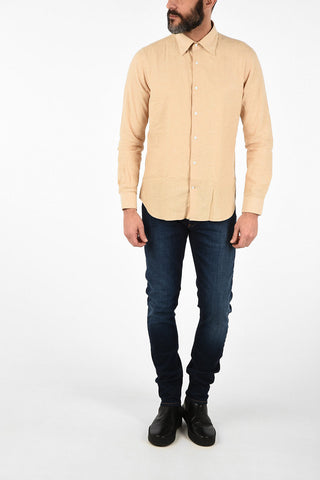 CC COLLECTION Flax Blend spread collar SLIM shirt