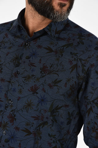 CC COLLECTION floral-print SLIM spread collar shirt