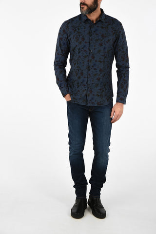 CC COLLECTION floral-print SLIM spread collar shirt