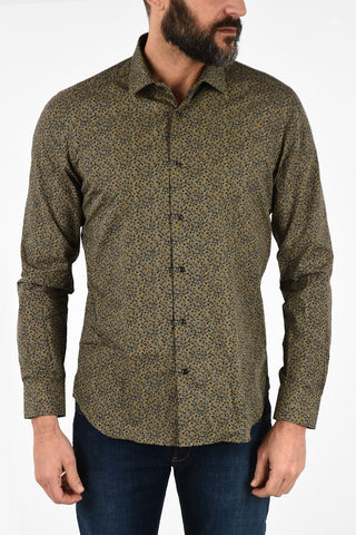 CC COLLECTION floral-print SLIM spread collar shirt