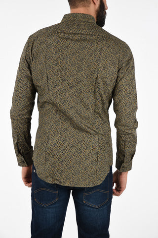 CC COLLECTION floral-print SLIM spread collar shirt