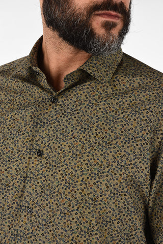CC COLLECTION floral-print SLIM spread collar shirt
