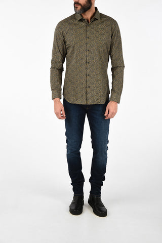 CC COLLECTION floral-print SLIM spread collar shirt