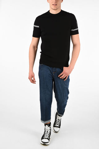 Maglia Slim Fit OFF-CENTERED STRIPE a Maniche Corte 