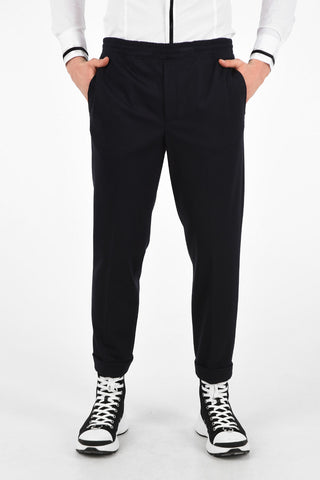 Slim Fit Low Waist Pants with Drawstring Closure