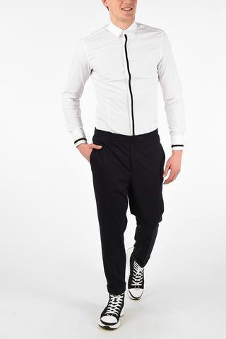 Slim Fit Low Waist Pants with Drawstring Closure