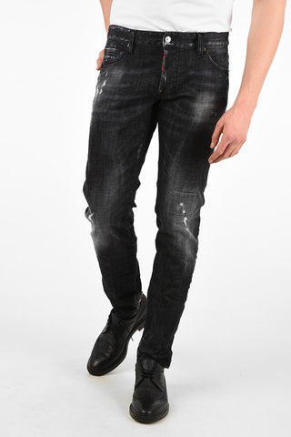 16cm Regular Waist Vintage Effect SLIM Jeans
