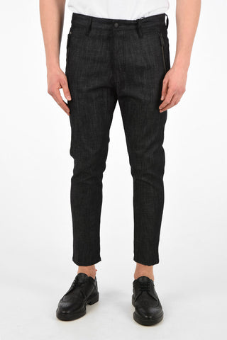 15cm Low-waist Cropped Jeans with Pockets Zip