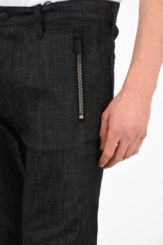 15cm Low-waist Cropped Jeans with Pockets Zip