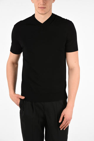 Short Sleeve Double Collar Slim Fit Sweater
