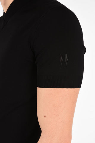 Short Sleeve Double Collar Slim Fit Sweater