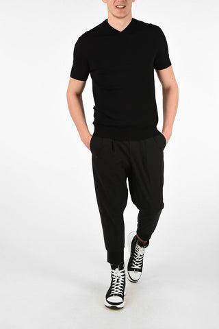 Short Sleeve Double Collar Slim Fit Sweater