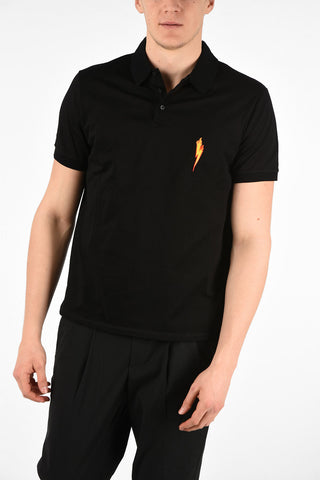 Polo BOLT FLAME in Cotone con Dettaglio Ricamato