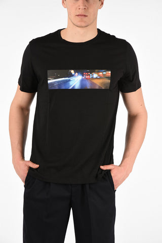 Cotton Printed CITY LIGHTS Slim Fit T-Shirt