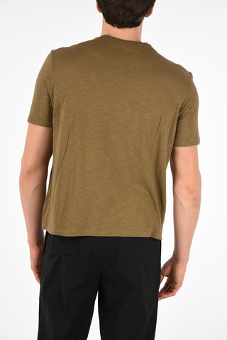 Cotton PULLED OUT Crew-Neck T-Shirt with Pocket