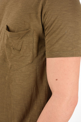 Cotton PULLED OUT Crew-Neck T-Shirt with Pocket