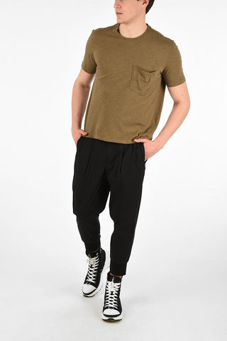 Cotton PULLED OUT Crew-Neck T-Shirt with Pocket