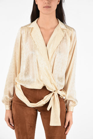 Plunging Neckline Silk Blend Asymmetric Top
