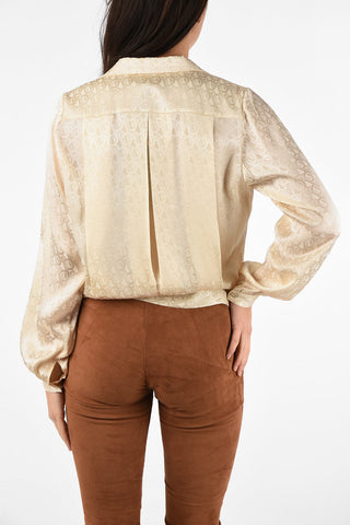 Plunging Neckline Silk Blend Asymmetric Top