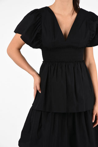 Vestito Floor A Balze con Scollo a V