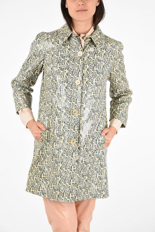 Snake Print Leather Coat