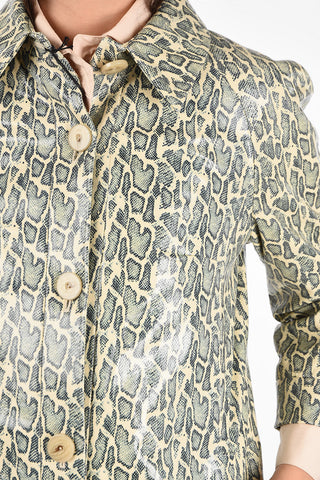 Snake Print Leather Coat