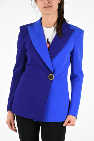 Two-Tone peak lapelBlazer With Golden Button