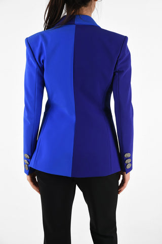 Two-Tone peak lapelBlazer With Golden Button