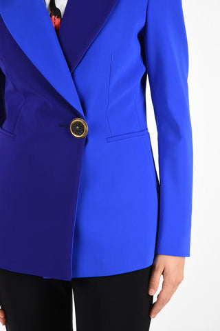 Two-Tone peak lapelBlazer With Golden Button