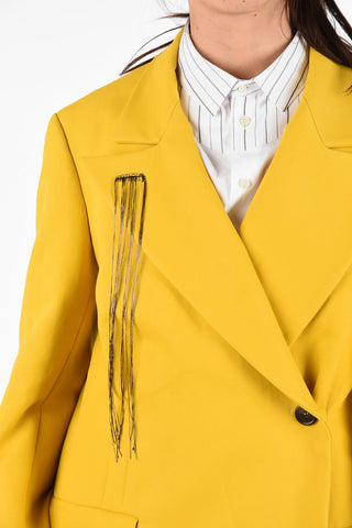 MM1 Peak Lapel Double Breasted Blazer with Fringe Detail