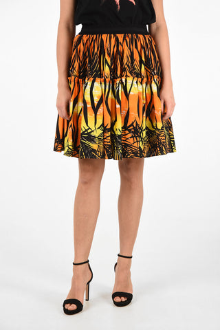 Drawstring Printed above knee circle skirt