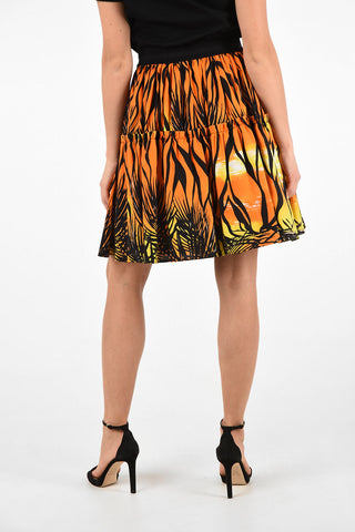 Drawstring Printed above knee circle skirt