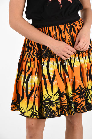 Drawstring Printed above knee circle skirt