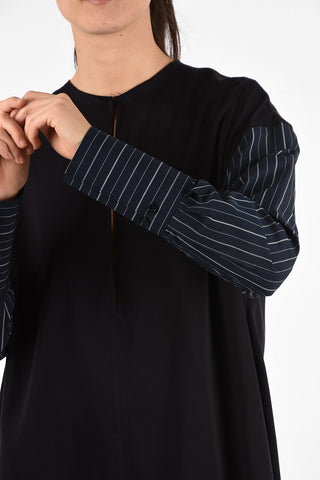 Men's Loose Fit Tunic Dress with Striped Sleeve