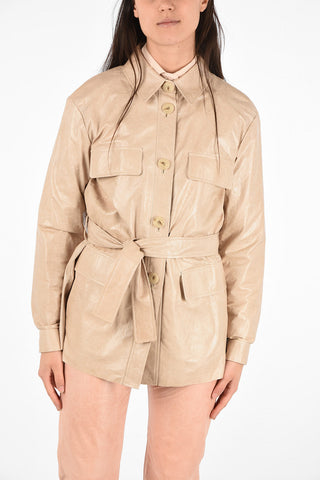 Leather Utility Jacket With Belt